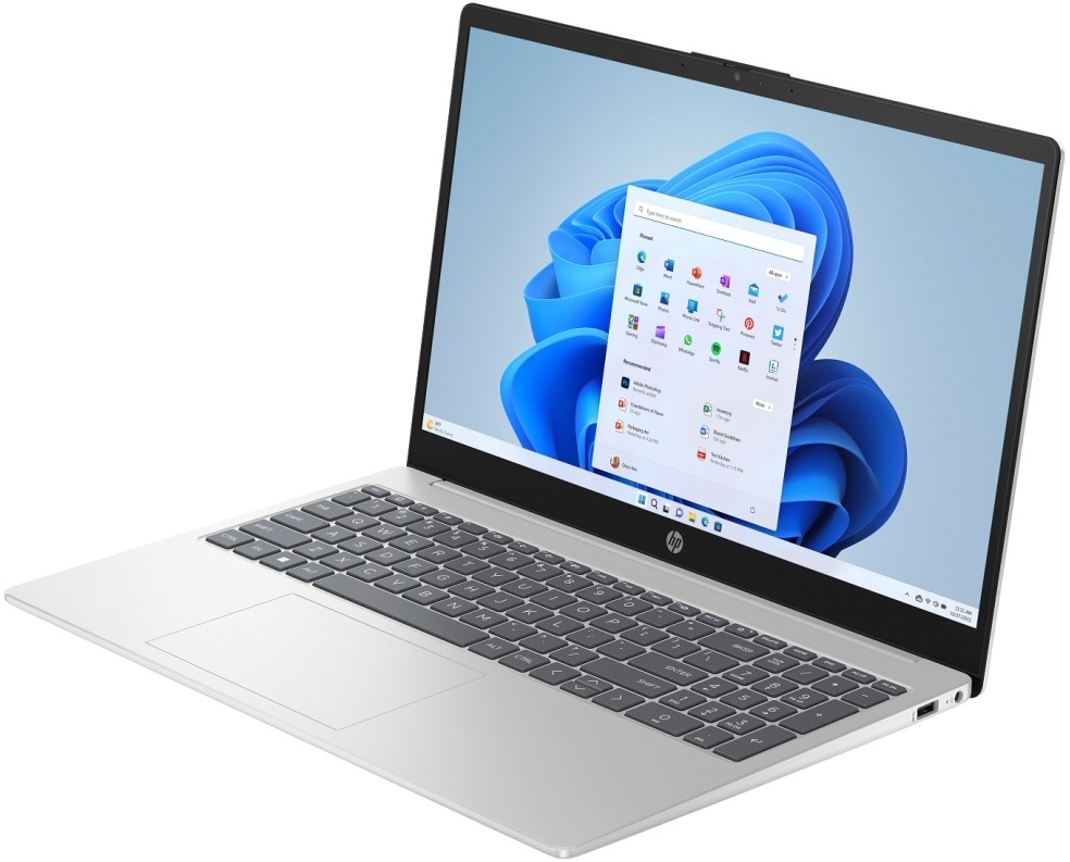 Notebook HP 15-fd0684nc + Game Pass predplatné na 3 mesiace strieborný/biely Pohľad na ľavý bok laptopu HP 15-fd0684nc