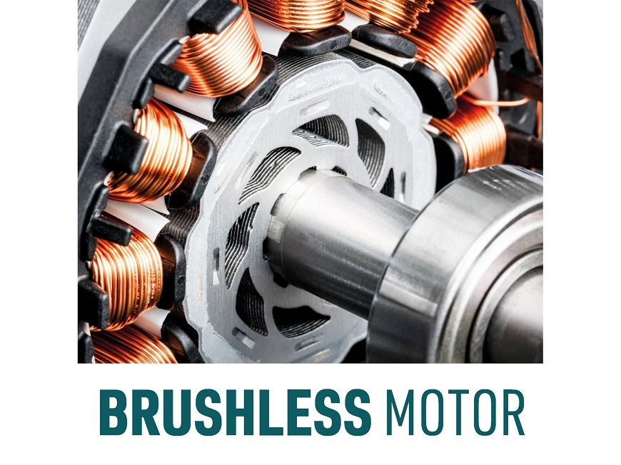 Detail brushless motora a Koliesko EXTOL Industrial