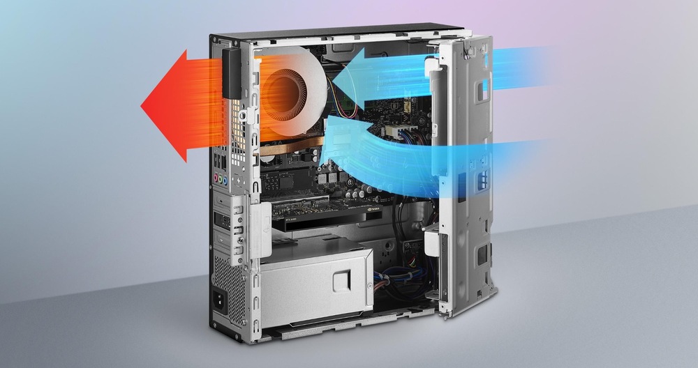 Stolný počítač Asus ExpertCenter P500 SFF čierny Pokročilé chladenie s heat pipe a optimalizovaným airflow udržia stabilný výkon bez prehrievania