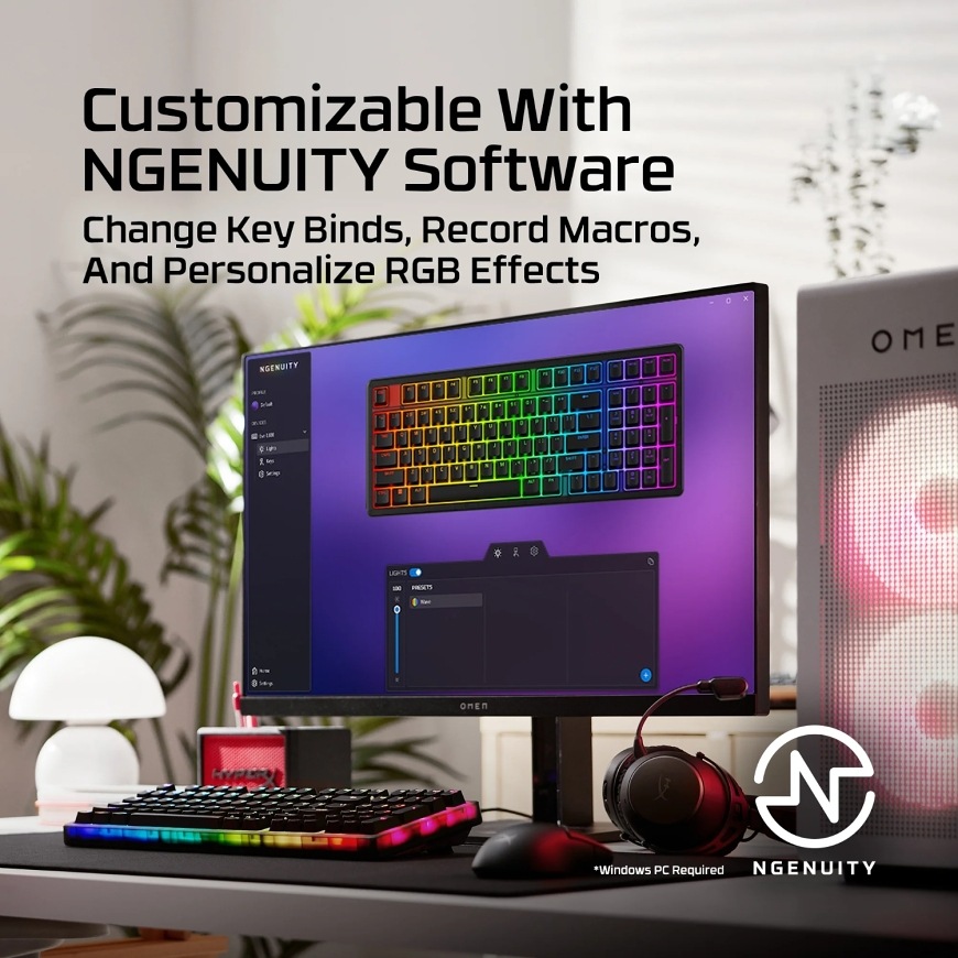 Klávesnica HyperX Origins 2 1800 čierna Klávesnica HyperX Origins 2 1800 – prispôsobenie podsvietenia a makier v softvéri NGENUITY