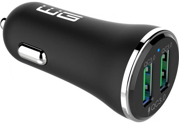 Adaptér do auta WG 2x USB, QC 3.0, 36 W čierny