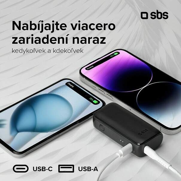 Powerbank SBS 2x USB-A/USB-C, PD, 20 W 10000 mAh čierna Powerbank SBS 2x USB-A/USB-C, PD, 20 W 10000 mAh čierna