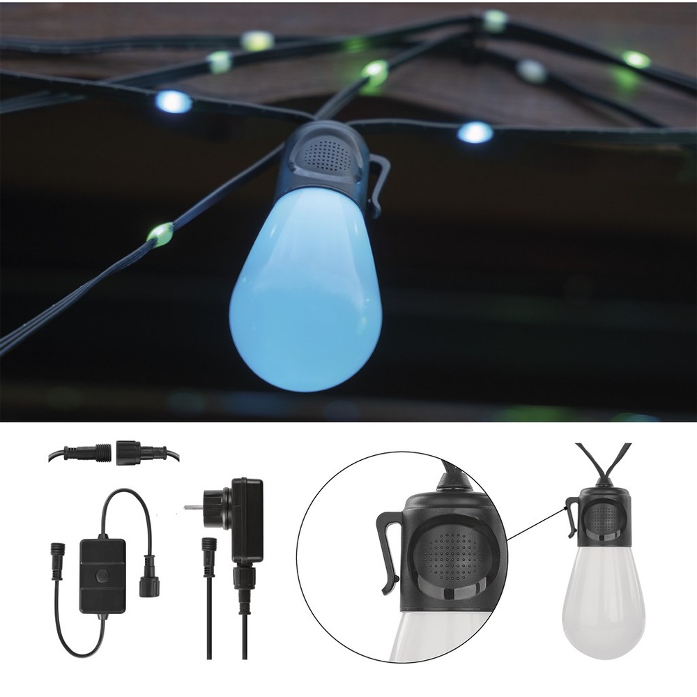 Párty osvetlenia EMOS GoSmart, 12 W, RGBIC, WiFi, 15 m (15 ks) čierne Vonkajšie svietidlo EMOS GoSmart, 12 W, RGBIC, WiFi, 15 m (15 ks) - čierne