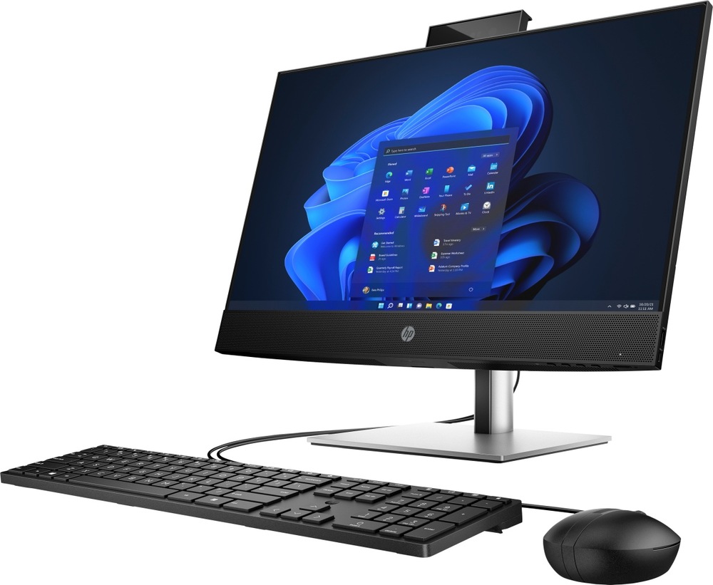 Zapnutý All In One HP ProOne 440 G9 otočený doľava