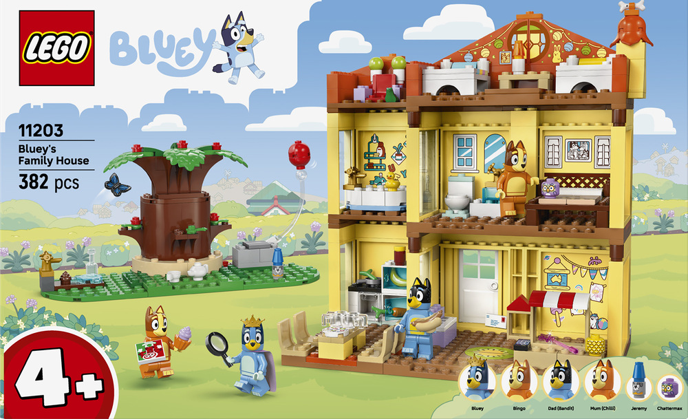 Stavebnica LEGO® Bluey 11203 Bluey a její rodinný dům Modulárny dom ponúka deťom od 4 rokov známe miestnosti zo seriálu a množstvo možností pre vlastné príbehy