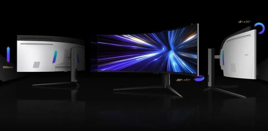 Herný monitor TCL 57R94 biely Monitor TCL 57R94 je umiestnený na nastaviteľnom stojane, podľa potreby ho upravíte tak, aby vám čo najlepšie vyhovoval.