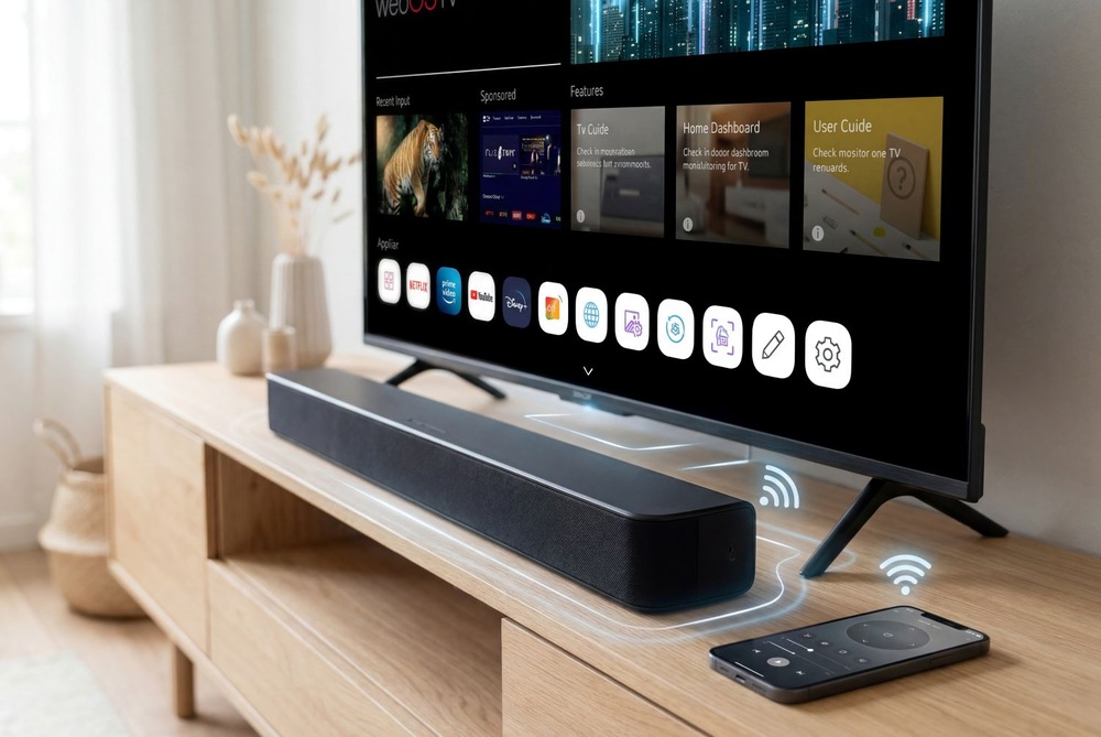 Televízor Sencor SLE 55US804B Bezdrôtové prepojenie televízie Sencor SLE 55US804B s mobilným telefónom a audio zariadením pre ľahké streamovanie.