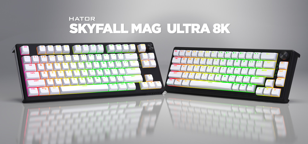 Klávesnica HATOR Skyfall 65 MAG ULTRA 8K, US layout čierna/biela Klávesnica HATOR Skyfall MAG Ultra 8K v 65% a 80% prevedení