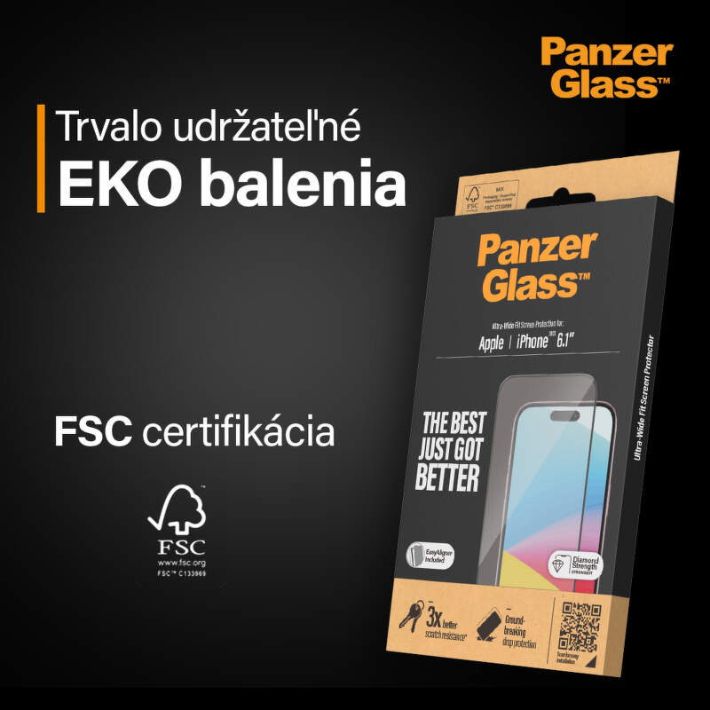 Tvrdené sklo PanzerGlass Ultra-Wide Fit na Apple iPhone 15 Pro s instalačním rámečkem Tvrdené sklo PanzerGlass Ultra-Wide Fit na Apple iPhone 15 Pro s instalačním rámečkem