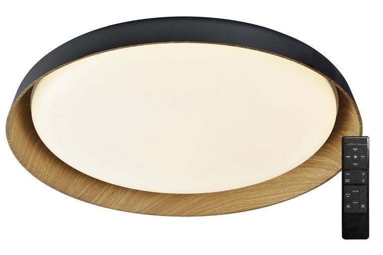 LED stropné svietidlo Top Light Satellite 50C RC, s diaľkovým ovládačom, 48W, 4800lm, stmievanie, pamäť, priemer 53cm čierne/drevené
