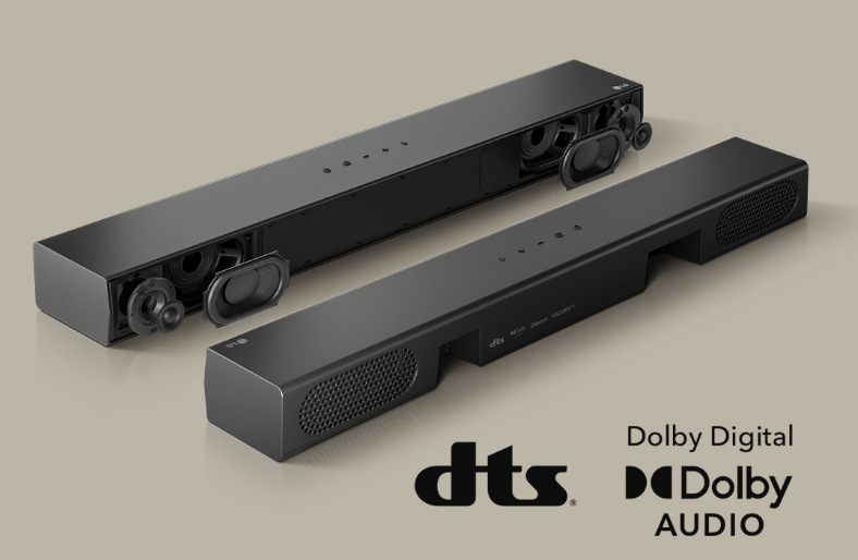 Soundbar LG S20A s odkrytou konštrukciou reproduktorov a podporou Dolby Digital a DTS Digital Surround