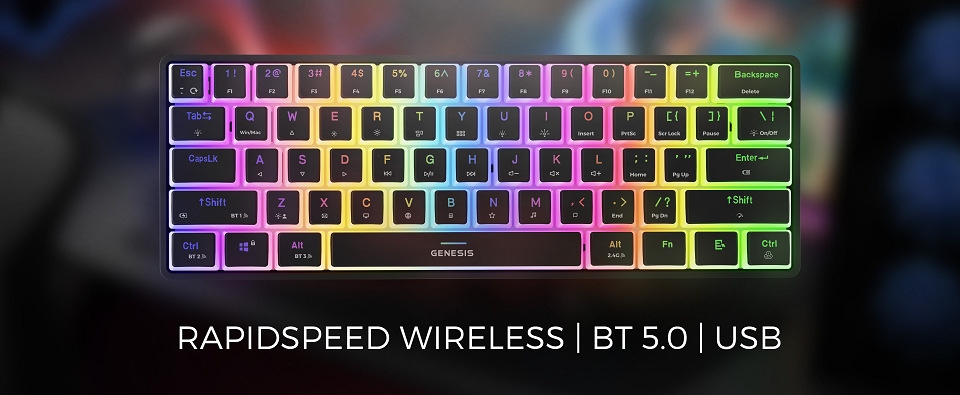 Klávesnica Genesis THOR 660 G2, RGB, Bluetooth, Gateron Red, US layout biela