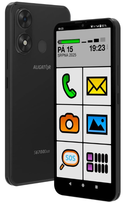 Mobilný telefón Aligator S6700 Senior 4 GB / 128 GB čierny ALGAS6700SENBK_04