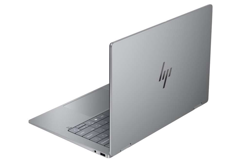 Notebook HP OmniBook X Flip NG AI 14-fm0002nc + Game Pass predplatné na 3 mesiace strieborný Notebook HP OmniBook X Flip NG AI 14-fk0001nc zozadu