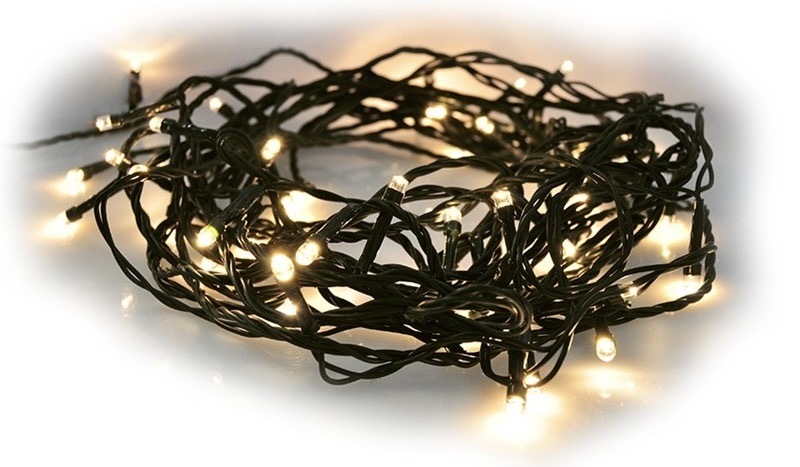 Vianočné osvetlenie Solight reťaz, 100 LED, 10+3m, 8 funkcií, časovač, IP44, teplá biela