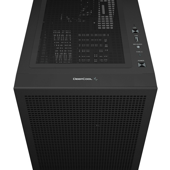 Case DeepCool CH560 biela Detail obrázku horného panelu skrine.