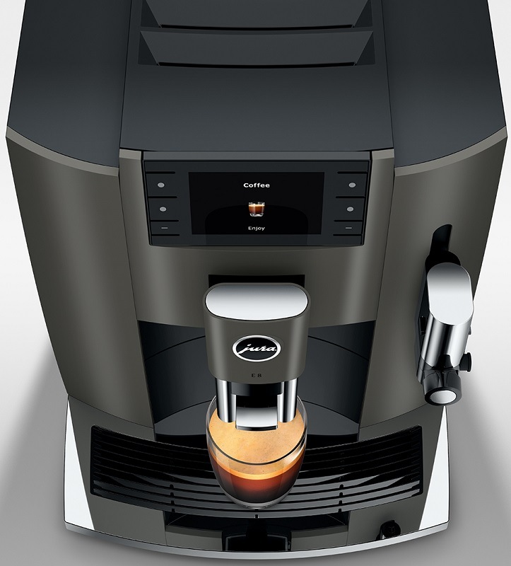 Automatický kávovar Jura E8 Dark Inox (modelový rok 2025) sivý Automatický kávovar Jura E8 Dark Inox (modelový rok 2025) sivý