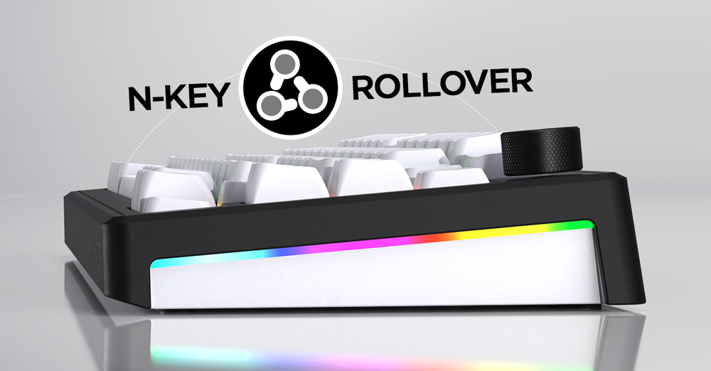 Bočné RGB osvetlenie klávesnice HATOR Skyfall Wireless a označenie N-Key Rollover