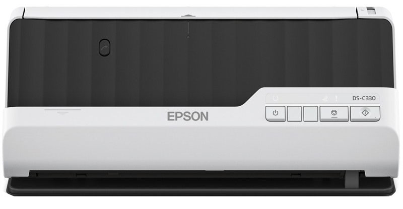 Skener Epson DS-C330 v čierno-bielej farbe.