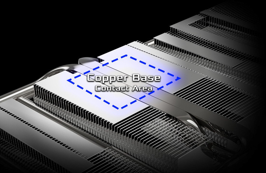 Grafická karta ASRock AMD Radeon RX 9060 XT Challenger 16GB OC čierna Medená kontaktná základňa chladiča grafiky ASRock RX 9060 XT Challenger