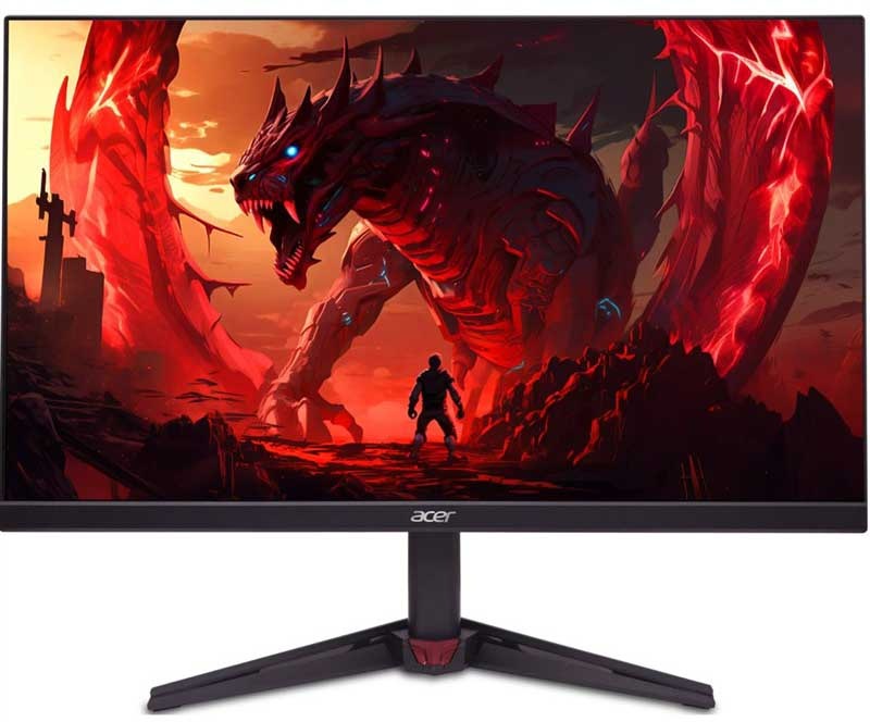 Monitor Acer Nitro VG0 v čiernej farbe so š červenými akcentmi.
