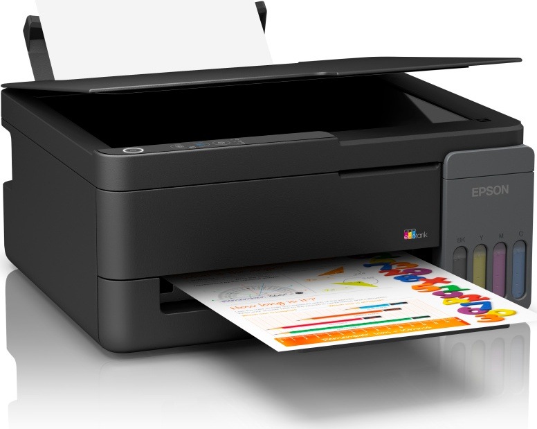 Tlačiareň multifunkčná Epson EcoTank L3310 čierna Tlačiareň Epson EcoTank L3310 s pootvoreným vekom skenera
