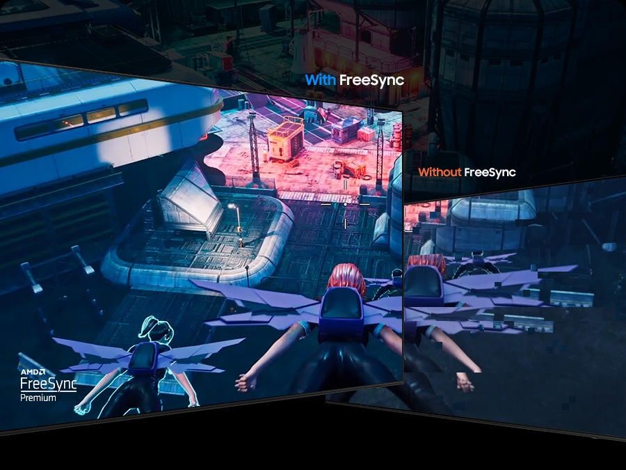 Porovnanie obrazu s technológiou AMD FreeSync Premium a bez nej