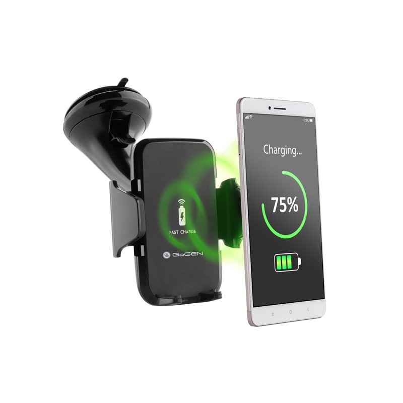 Držiak na mobil GoGEN s bezdrôtovým nabíjaním, fastcharge, 10W čierny Držiak na mobil GoGEN s bezdrôtovým nabíjaním, fastcharge, 10W čierny