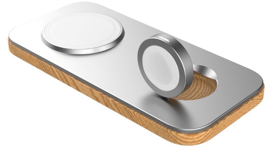 Bezdrôtová nabíjačka Cubenest K200 Pre 2v1 s podporou uchytenia MagSafe strieborná