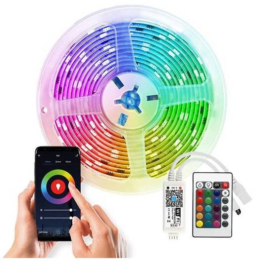 Solight Wi-Fi Smart, RGB, 5 m + adaptér + diaľkový ovládač