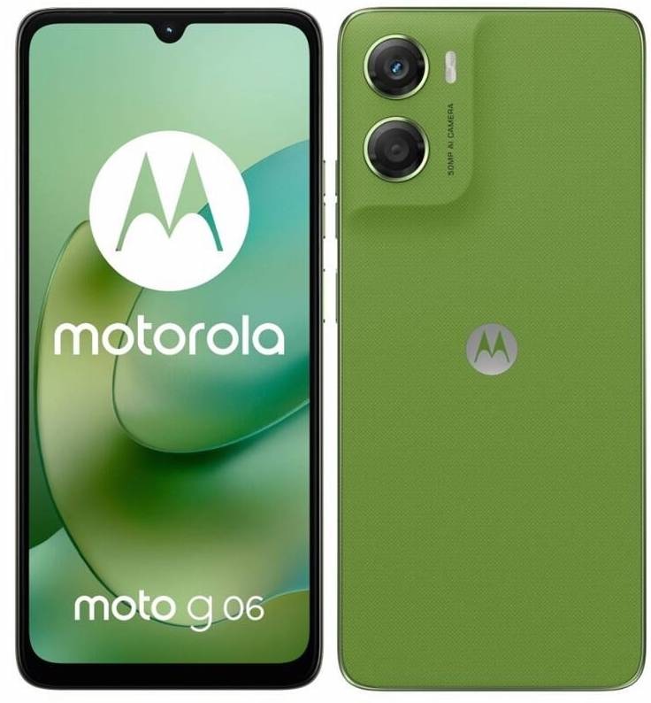 Motorola Moto G06 v zelenej farbe, chytrý telefón s 6,88″ displejom, 50Mpx fotoaparátom a elegantným dizajnom