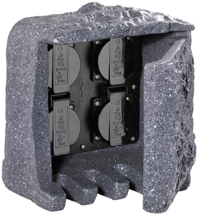 Vonkajšia zásuvka TRIO Garden Socket, 4x zásuvka sivá