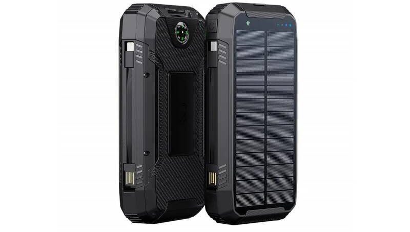 Powerbank WG 20000 mAh, solárna so svietidlom a kompasom čierna