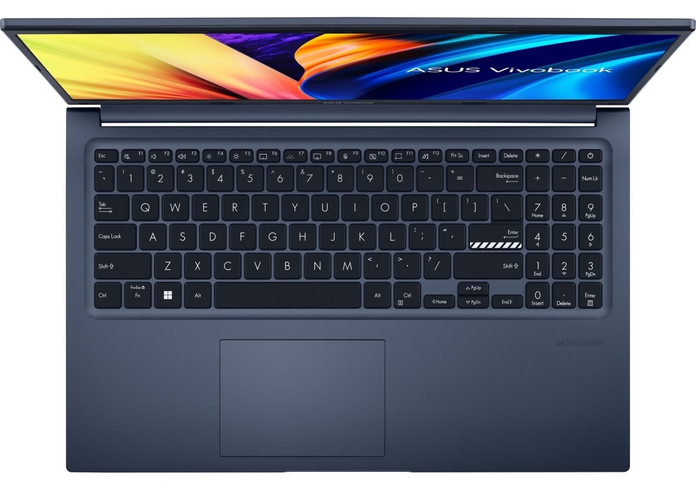 Notebook Asus Vivobook 15 modrý Pohľad zhora na klávesnici notebooku ASUS VivoBook 15 X1502ZA