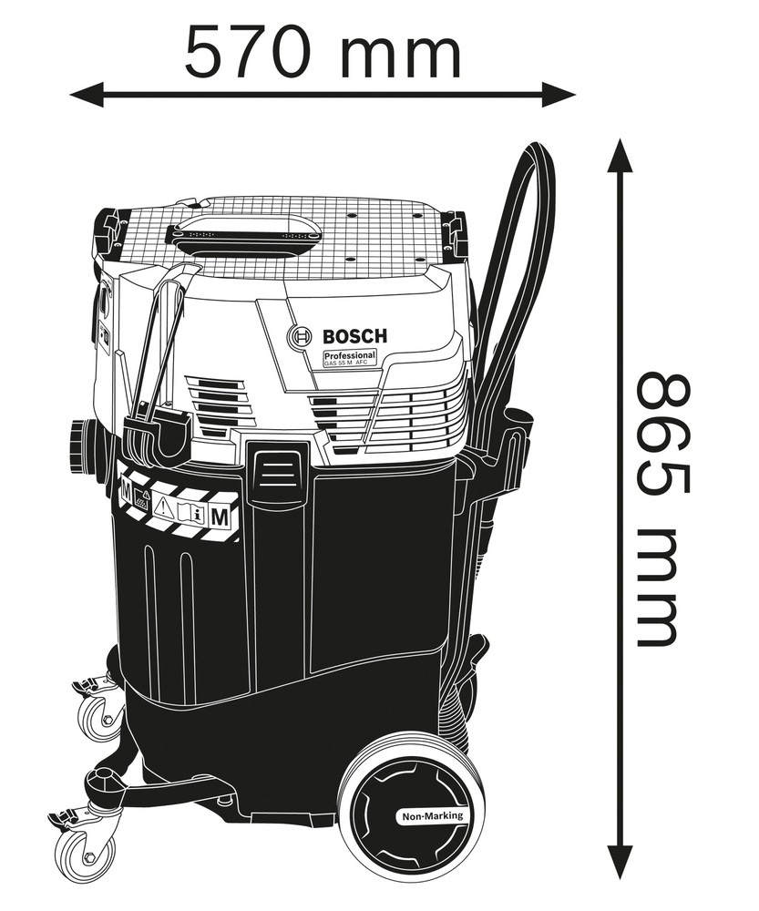 Priemyselný vysávač Bosch Professional GAS 55 M AFC modrý Priemyselný vysávač Bosch Professional GAS 55 M AFC s pripojovacím káblom s dĺžkou 10 m