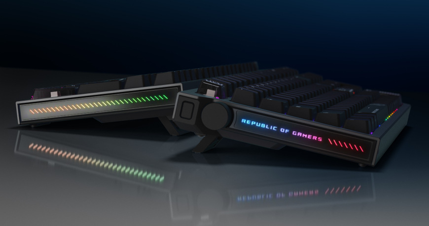 Klávesnica Asus ROG Strix Morph 96 WL US čierna Bočná RGB lišta s efektom Republic of Gamers