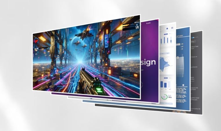 Pohľad na niekoľko obrazoviek monitora LG 24U41YA-B