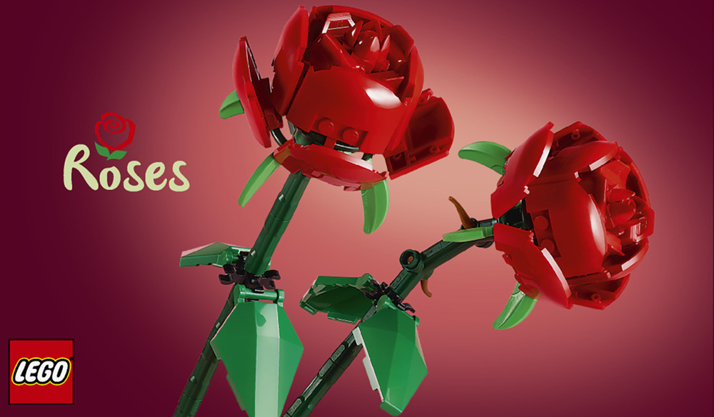 Stavebnica LEGO® Botanicals 40460 Růže Nastaviteľné stonky dlhé cez 26 cm umožnia ruže naaranžovať podľa vašich predstáv a vystaviť ich vo váze.