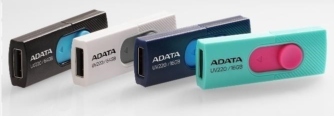 USB flashdisk ADATA Dash Drive UV220 64GB sivý/biely USB flash disk ADATA Dash Drive UV220 v rôznych farebných prevedeniach