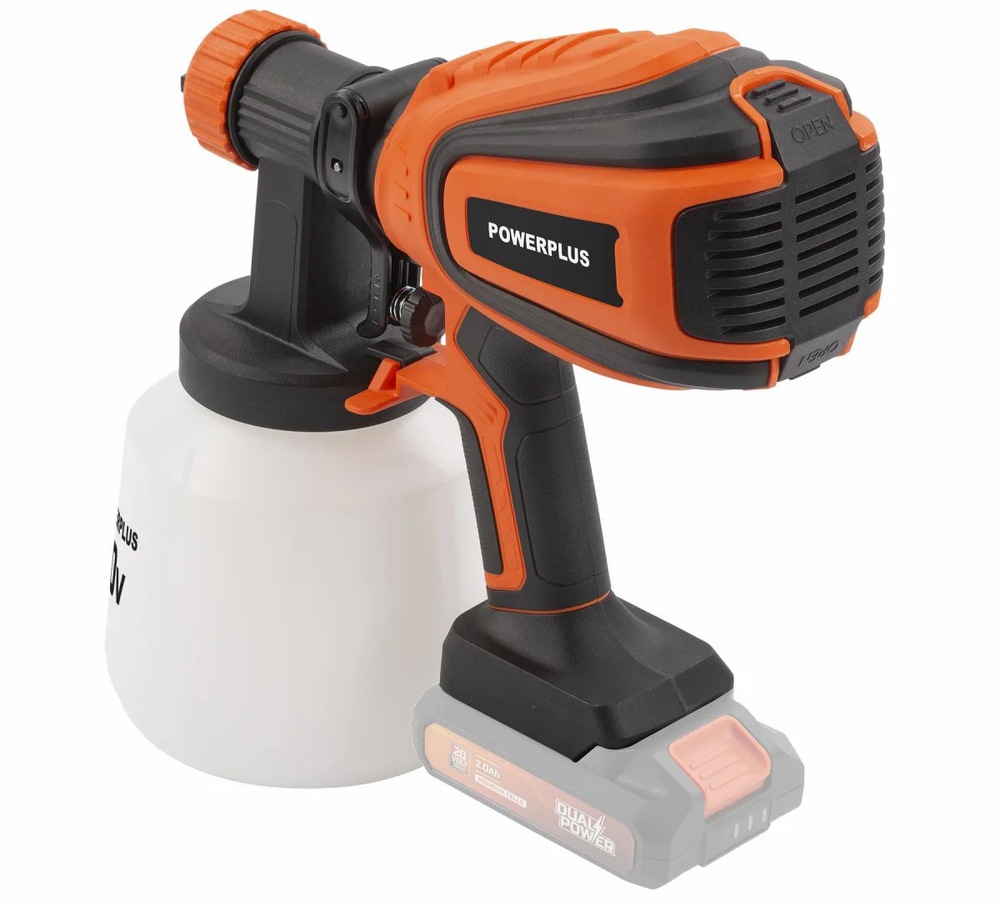Pištoľ striekacia POWERPLUS POWDP7058 (bez baterie) Pištoľ striekacia poskytuje tri režimy striekania – horizontálny, vertikálny a kruhový