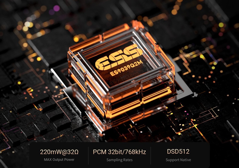 Slúchadlový zosilňovač Fosi Audio DS3-B čierny Detail DAC čipu v zosilňovači