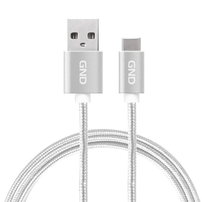 Kábel GoGEN USB / lightning, 1m, opletený strieborný