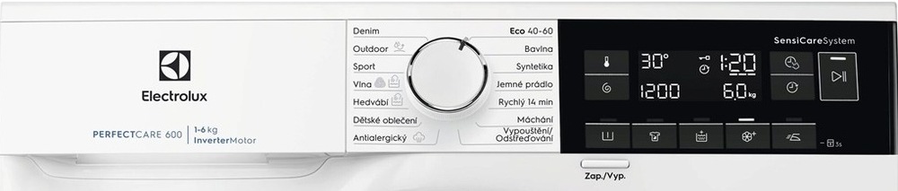 Práčka Electrolux Série 600 EWS6326BC biela Ovládací panel práčky Electrolux EWS6326BC séria 600 SensiCare