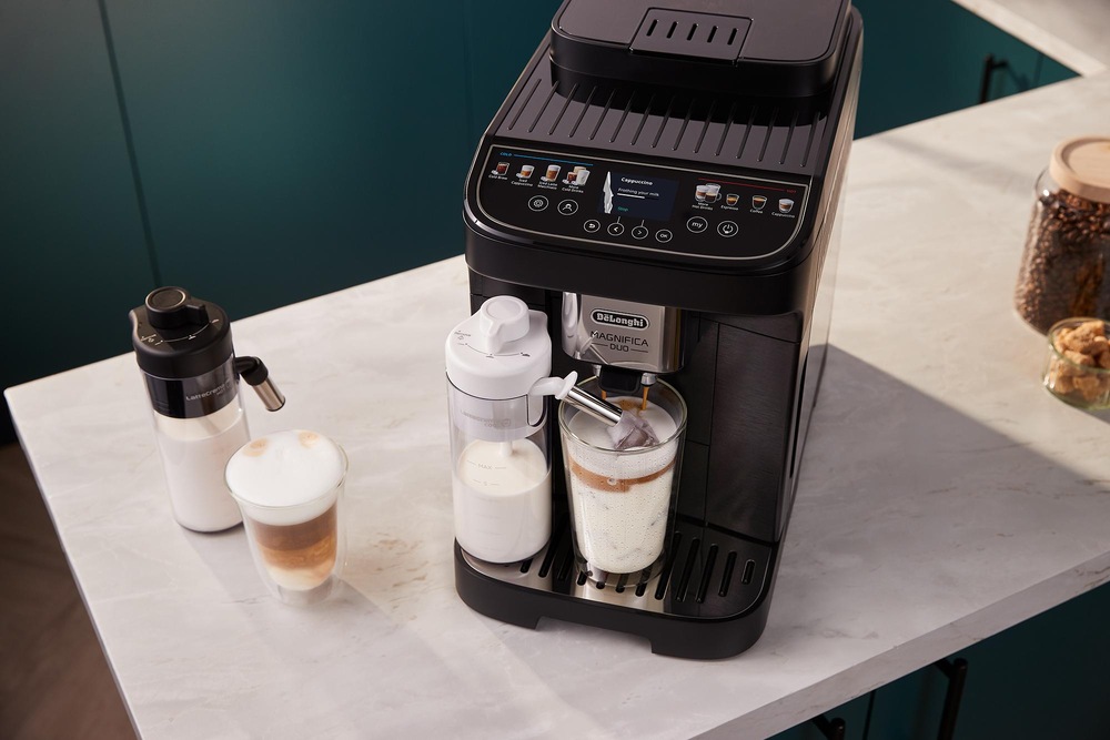 Automatický kávovar De'Longhi Magnifica DUO ECAM 330.80.TXB titánová farba Mliečna pena s kávovarom De'Longhi ECAM 330.80.TXB Magnifica DUO