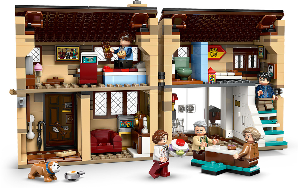 Stavebnica LEGO® Harry Potter™ 76451 Zobí ulice: Návštěva tety Marge Nápis „Privet Drive“, pouličná lampa, mreže a tajný vstup dodávajú modelu autentické filmové detaily.
