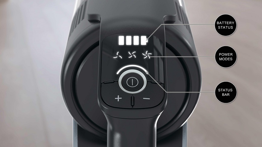 Tyčový vysávač Hoover HF610H 011 čierny/sivý HOOHF610H011 displej s vysvetlivkami