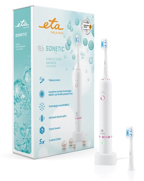 Zubná kefka ETA Sonetic 9707 90000 biela Zubná kefka ETA Sonetick 970790000, režimy