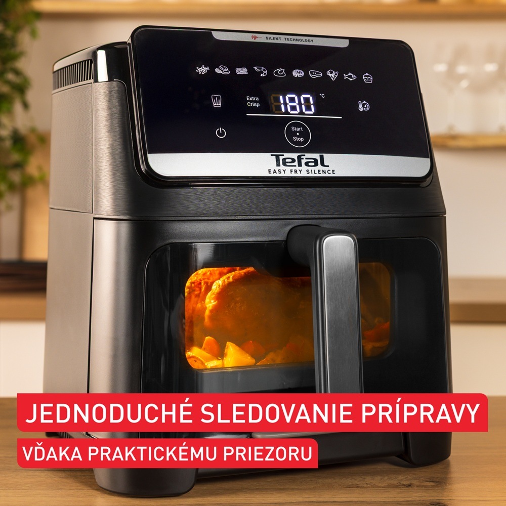 Fritéza teplovzdušná Tefal Easy Fry Silence EY8468E0, 7 l čierna Fritéza teplovzdušná Tefal EY8468E0 Easy Fry Silence av nej sa pečie pokrm