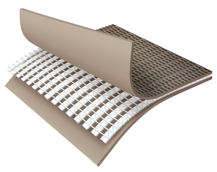 Detail trojvrstvové PVC fólie bazéna CF FRAME s výstužnou sieťovinou