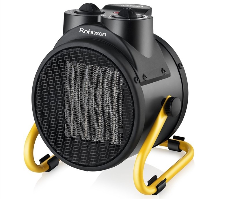 Teplovzdušný ventilátor Rohnson R-8075 čierny/žltý Teplovzdušný ventilátor Rohnson obsahuje bezpečnostné keramické výhrevné teleso